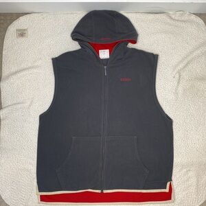 Vintage Adidas Olympics Grey Fleece Hooded Full Zip Vest: Size Extra Large